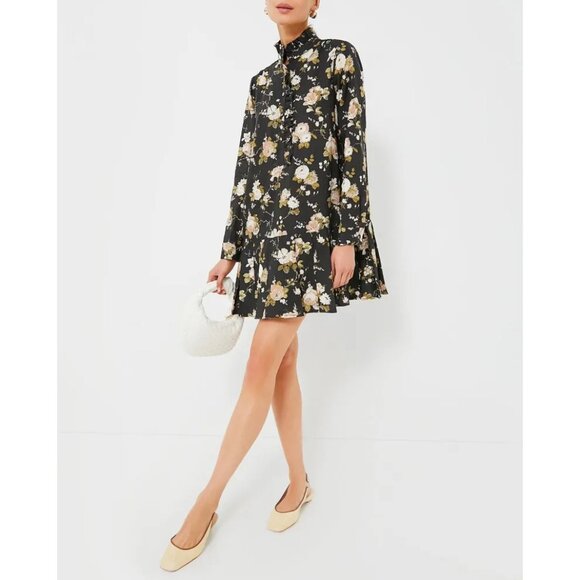 New Tuckernuck Tate Linen Blend Floral Mini Shirtdress Midnight Garden XS $228 - Picture 3 of 11